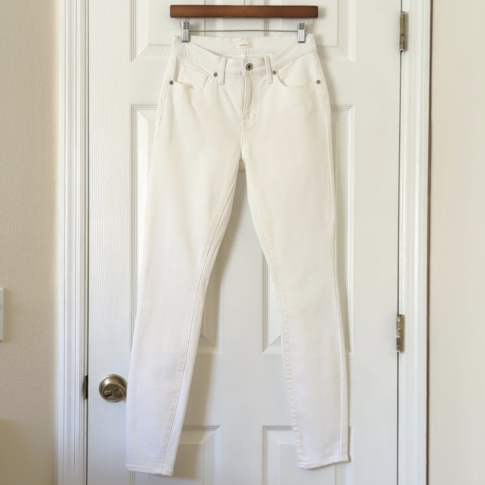 Vince Classic Five Pocket Mid Rise Ankle Length Skinny Jeans White 26